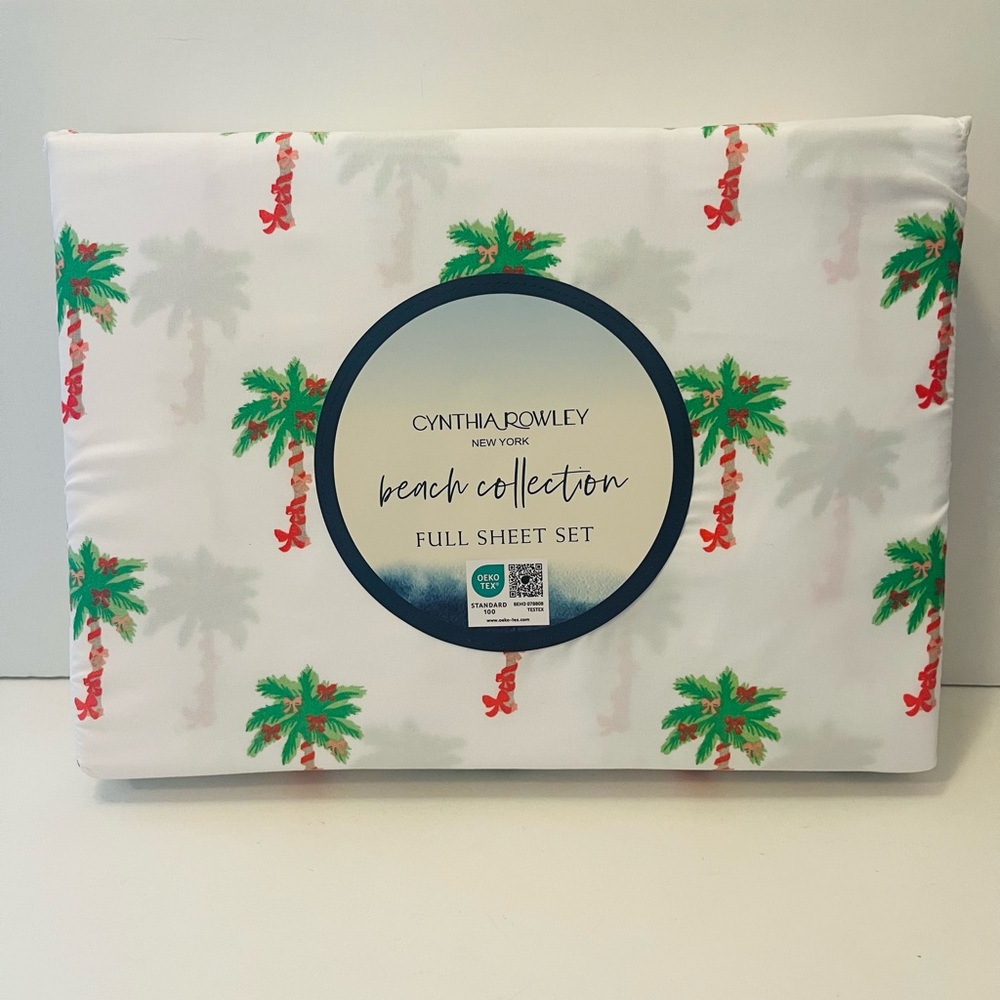 Cynthia Rowley Beach Collection Bows on Palm Trees Full Size Sheet Set